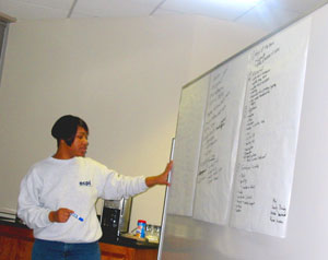 Calandra McNeill teaches a class for advanced apprentices in fall 2006.